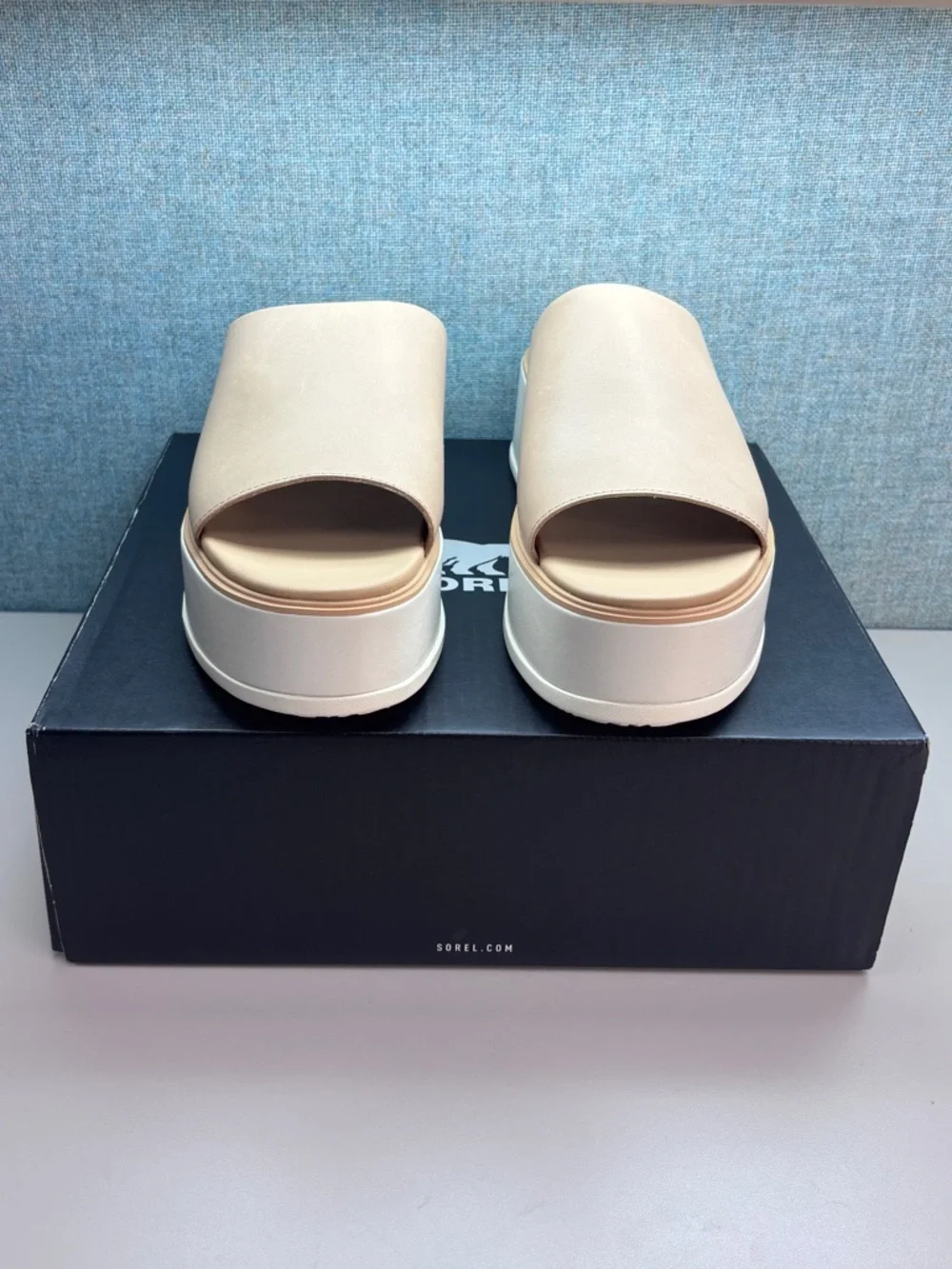 NWT Sorel Women's Sz 11 Dayspring Slide Platform Sandals in Honest Beige/Chalk - Picture 6 of 11